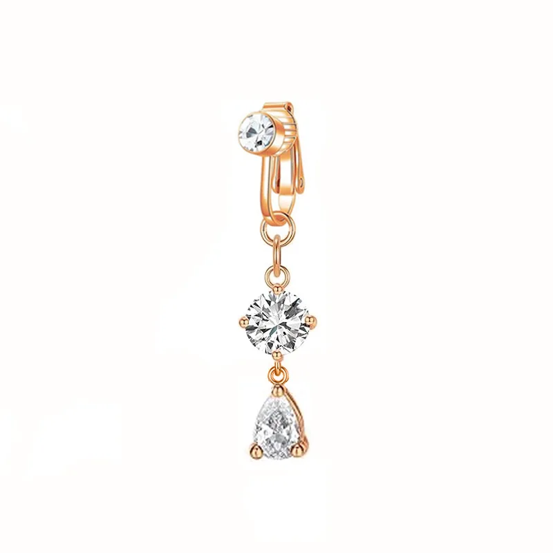 NUORO New Simple Water Drop Zirconia Piercing Jewelry Fake Ear Clip Zircon Drop Navel Nail for Women