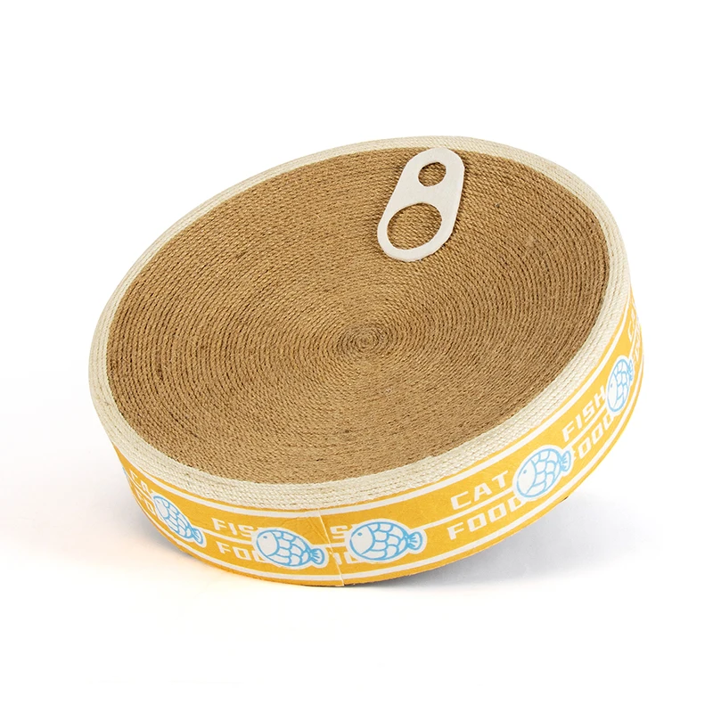 round Canned fish shape sisal hemp cat scratcher board
