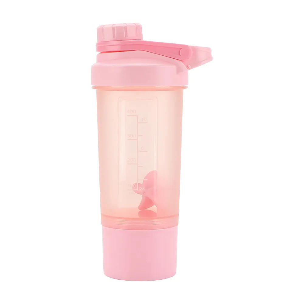 custom logo plastic shaker bottle portable sports drinking gym water bottle with compartment