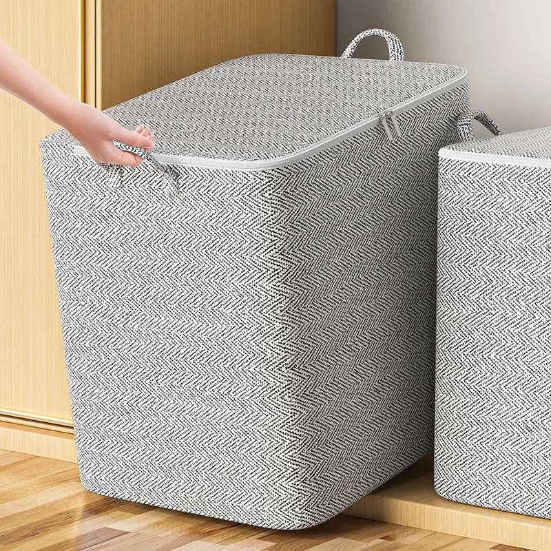DS3904 Large Foldable Clothes Organization for Blanket Bedding Comforters Non-woven Quilt Bag Cloth Storage Bag With Lids Handle