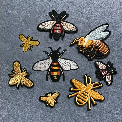 Personalized Design T-shirt Embroidery Badge Clothing Appliques Custom Logo Sewing Embroidered Bee Patch For Hat Bag