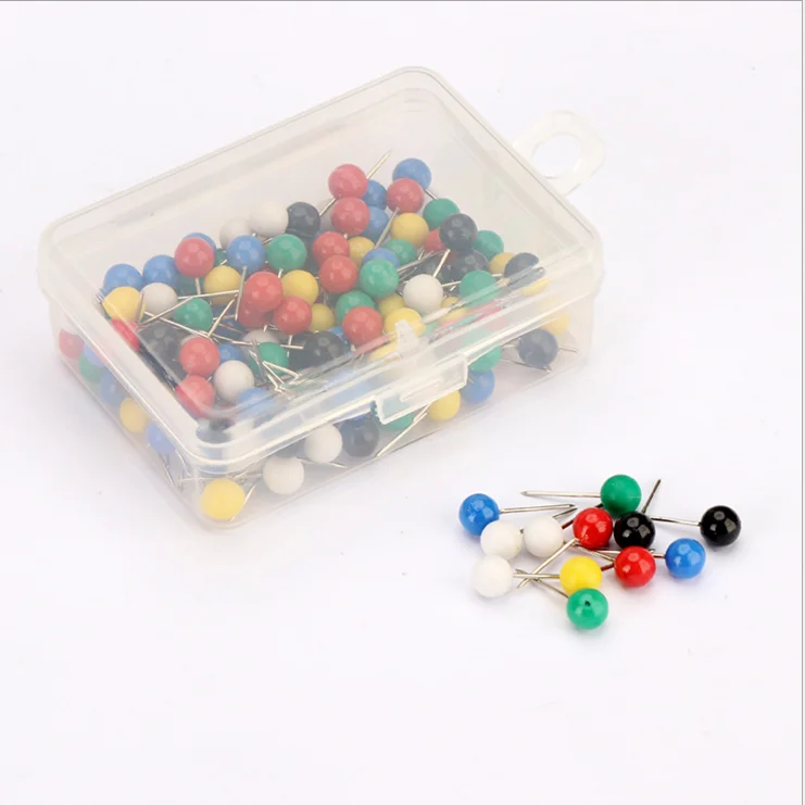 Wholesale Decorative Round Straight Pearl Head Patchwork big plastic ball head map push pins