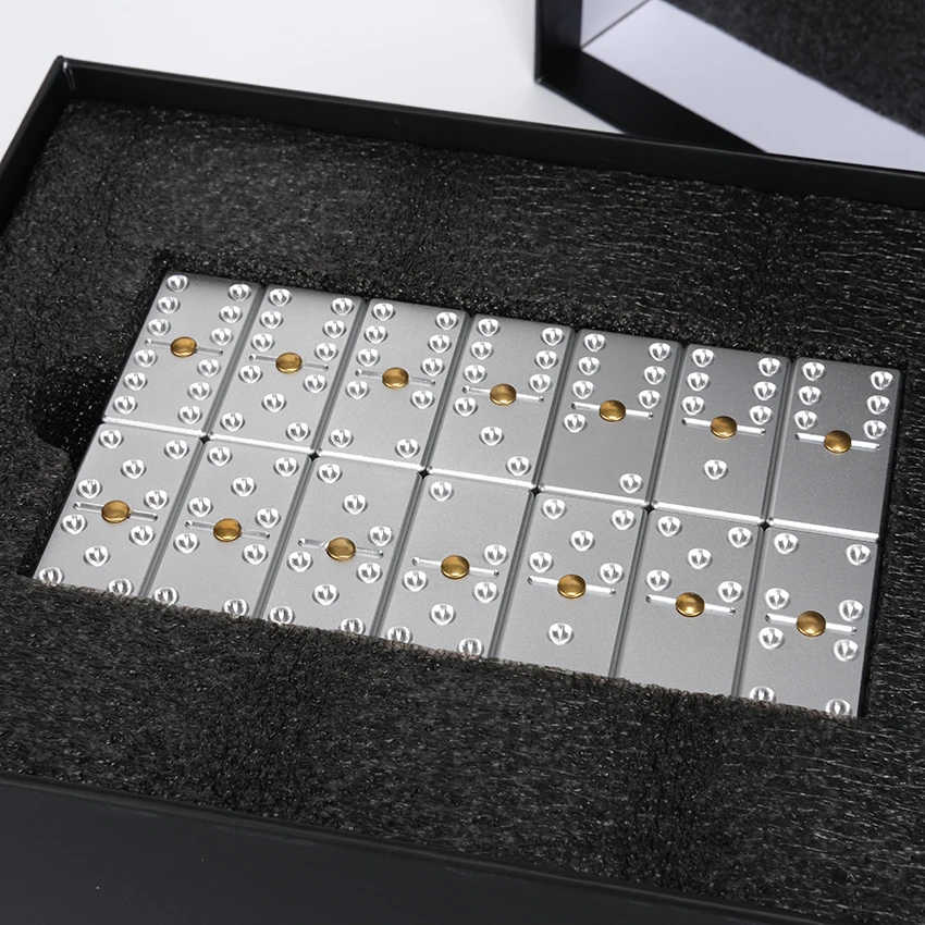Custom Manufacture CNC Machining Metal Aluminum Double 9 Dominoes Set Dominoes Board Games Set