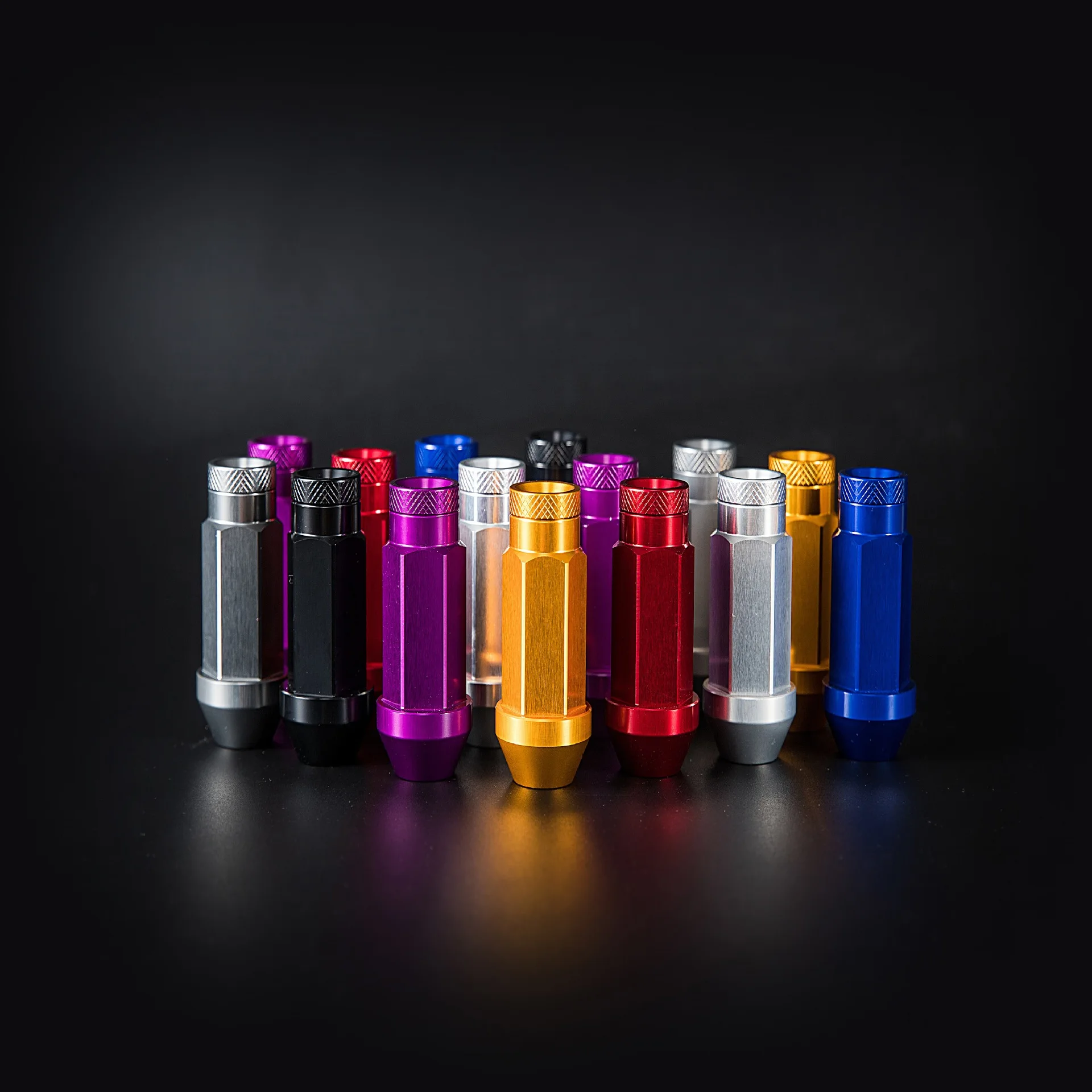 Universal 20Pcs 7075 Aluminum Alloy Forged Wheel Light Lug Nut length 50mm M12 * 1.25 / m12 * 1.5 / M14 * 1.5