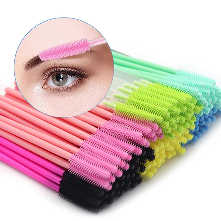 Bameier 2024 Purple Black Pink Beige Colored Lash Brush Wands Disposable Eyelash Wands Brushes