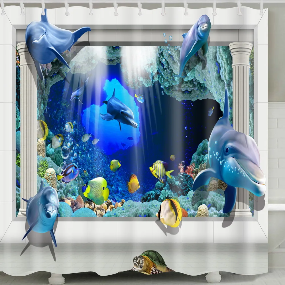 
Designed Digital Printing Water Repellent Submarine World Series Shower Curtains 