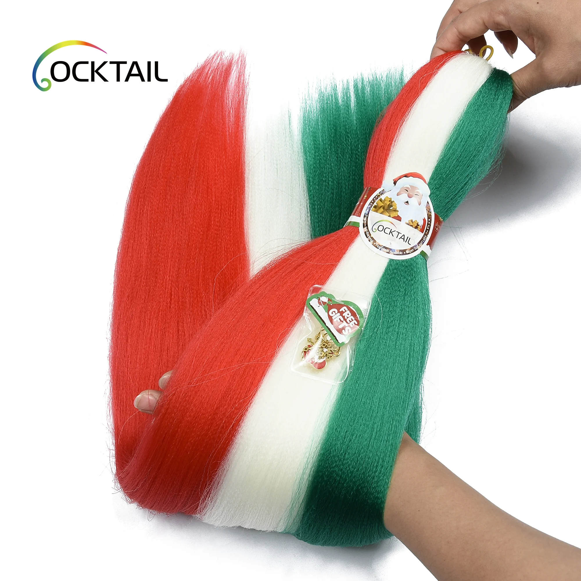 discount price free gift christmas color braiding hair, specially design color pre stretched braiding hair for christmas