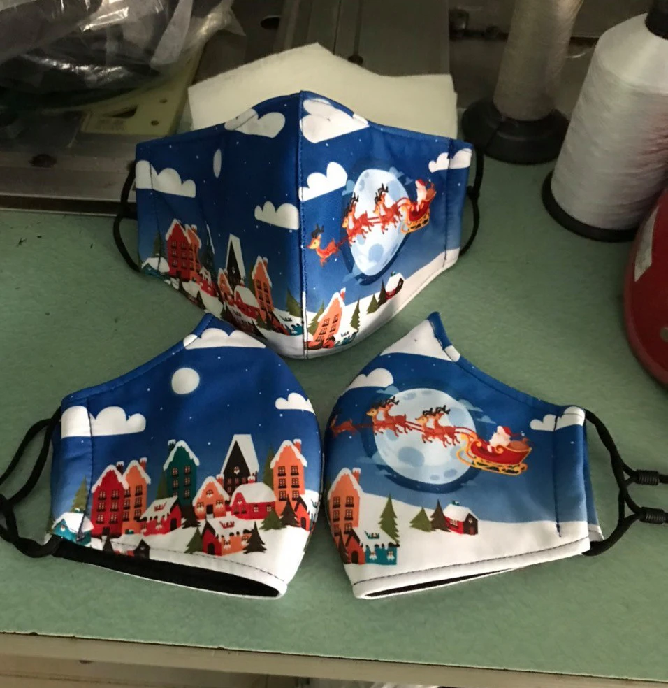 Модный Рождественский чехол для лица из полиэстера и хлопка, многоразовая мягкая удобная 3D-печать, индивидуальный дизайн