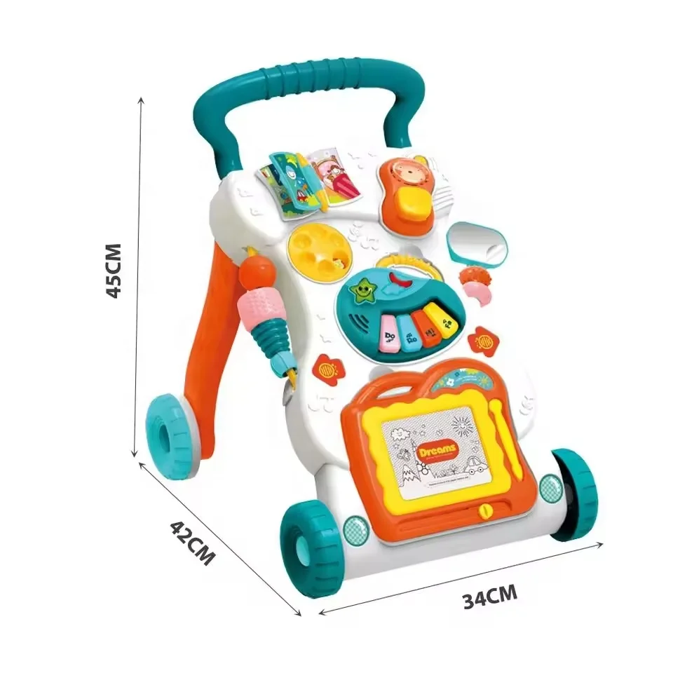 2 in 1 baby learning walker with light and music push trolley toys Gift for Toddlers multifunctional education baby walker