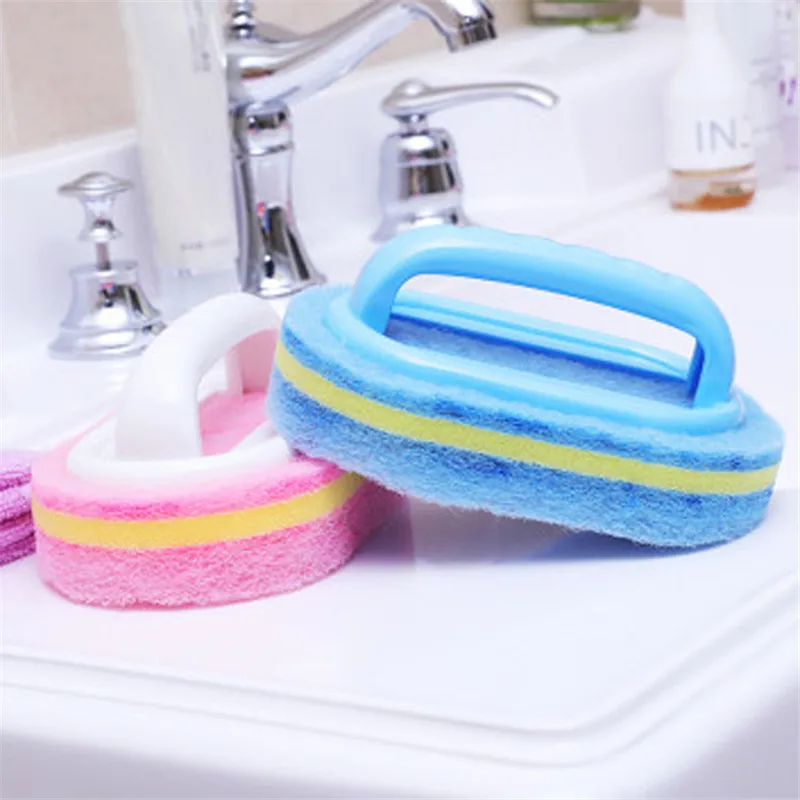 Plastic Handle Sponge Bath Bottom Glass Wall Cleaning Bathroom Toilet Kitchen  Bath Brush
