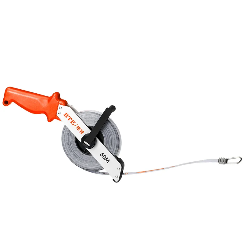 BTE Factory Anti-idling Folding Handle 20m /30m /50m Long Stainless Steel Tape Measure Custom Logo Tape Measure
