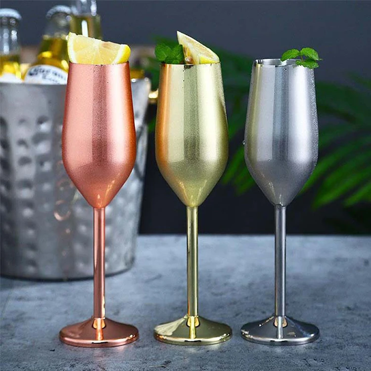 Disposable Luxury Wine Glass with Logo Champagne Stainless steel Hot Sale  240ml Wine Glass Cup Western Creative Europe