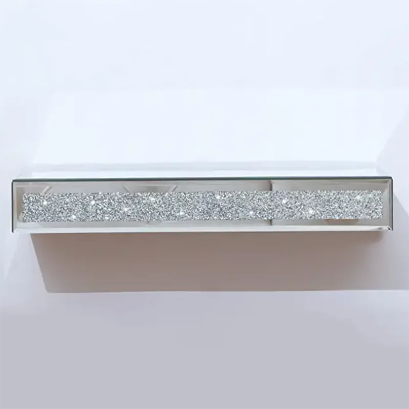 Mirrored Floating Glamorous Decorative Wall Shelf for Bedroom Living Room Kitchen Decor Wall Mounted Shelf Long Hanging Shelf