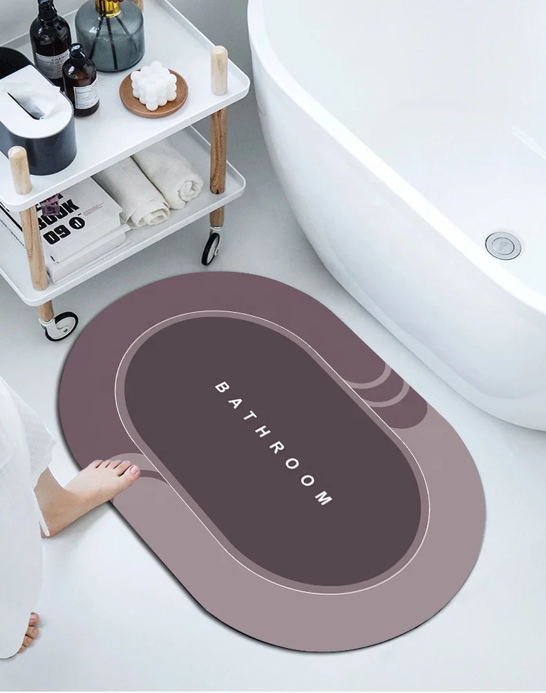 Hot Selling Quick Drying Absorbent oval design Diatom Ooze Earth Diatomite Mat rug