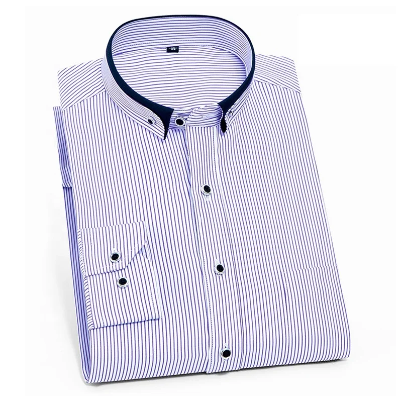 Classic casual  Double  collar botton down shirt men fitted dress shirt
