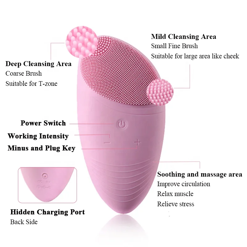 IPX7 Waterproof Silicone Facial Cleanser Face Cleansing Machine Private Label Sonic Face Brush