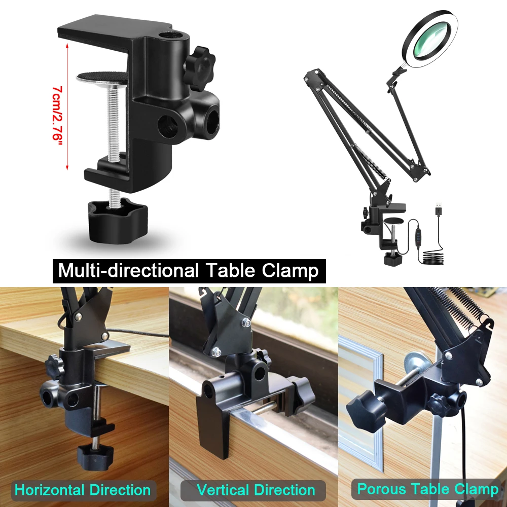 5X Magnifying Glass with 80Pcs LED Lights Soldering Third Hand Reading/Beauty/Close Work Magnifier Desk Lamp Lighting Tool