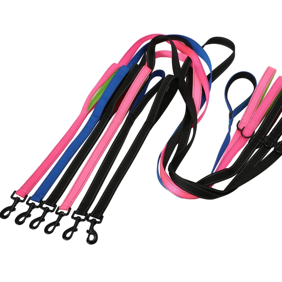 Hot Sale Reflective Nylon Material Heavy Duty Double Neoprene Padded Traffic Handle Pet Dog Leash