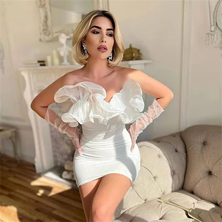 2023 European and American New Network Red Flower Blossom Dress Short Skirt Sexy Tight Top Dress