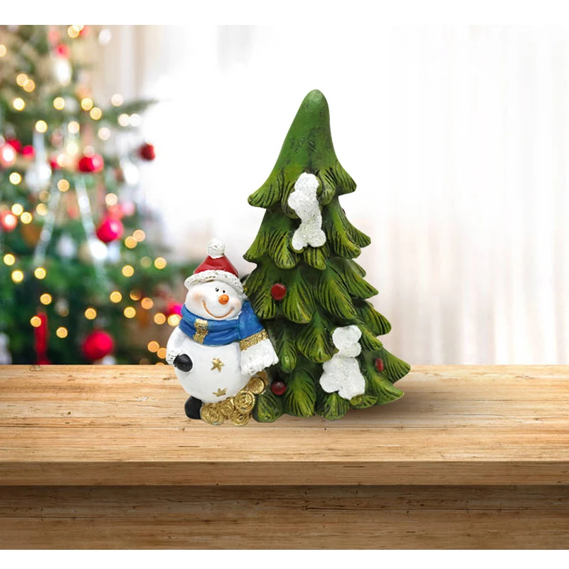 Luxury Mini Resin crafts Snowman Christmas Tree landscape DIY decorative ornaments Christmas tabletop decoration
