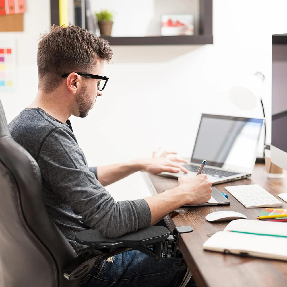 Adjustable Arm Rest for Desk, Ergonomic Rotating Armrest Support Extender, Desk Arm Pad Rest Holder