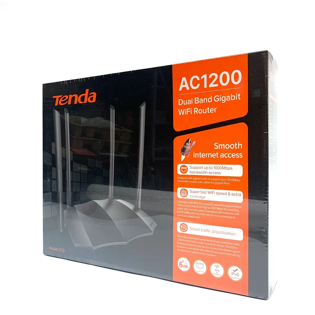 Global version tenda AC8 AC1200M Wireless WiFi Support IPV6 Home Coverage Dual Band Smart APP Router