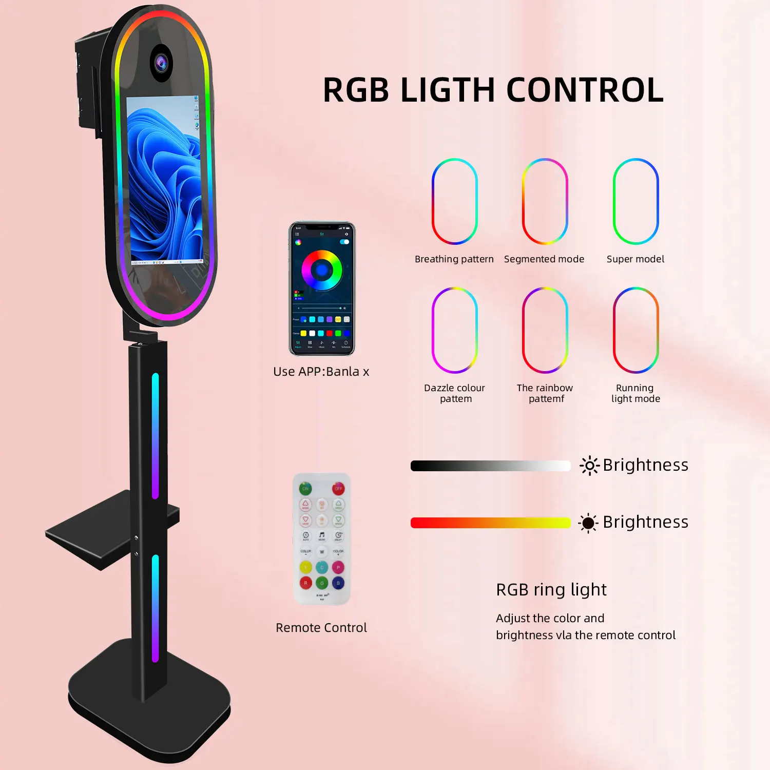 Black Oval Dslr Photo Booth With 15.6Inch Touch Screen For Event Selfie Photobooth Flash Camera Printer