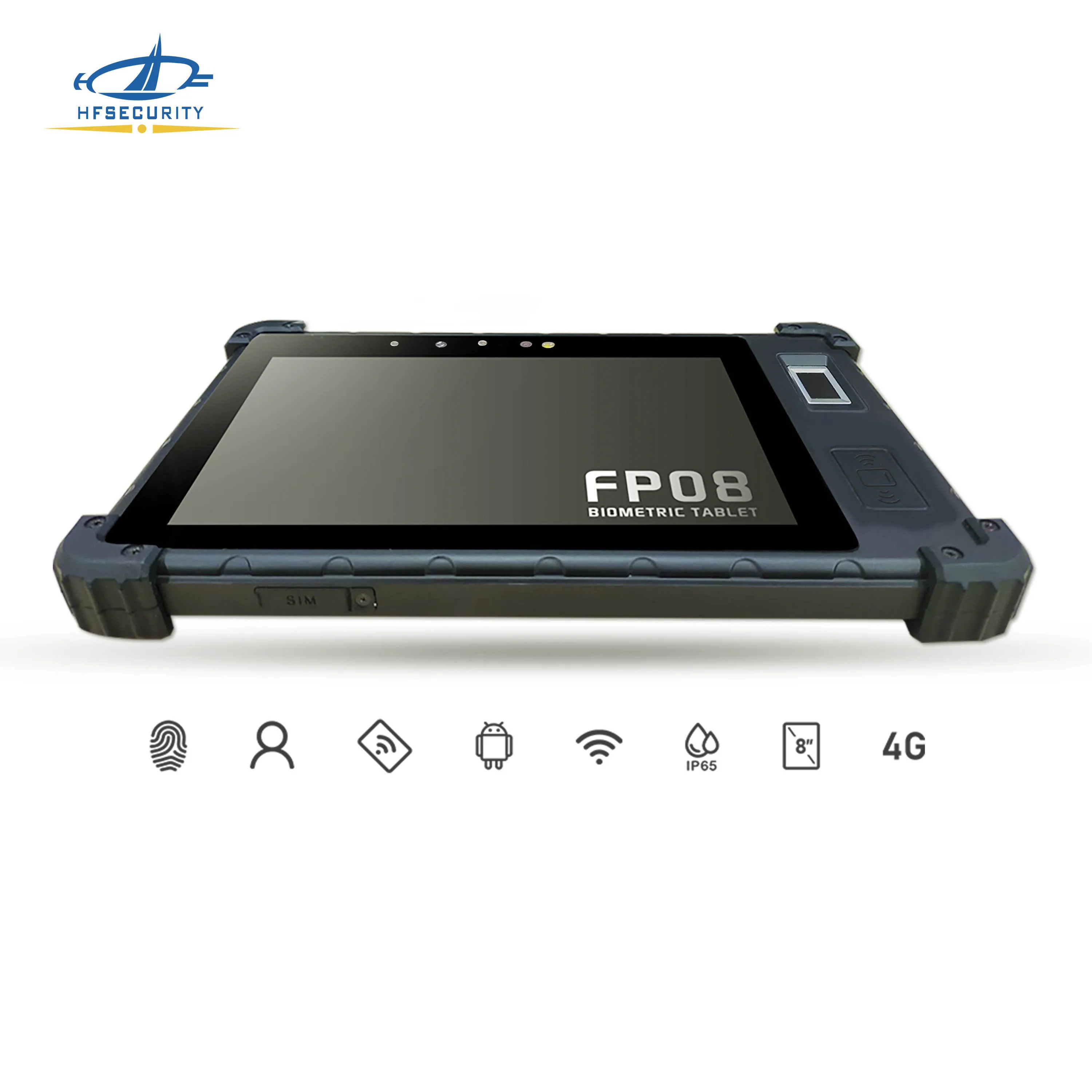 HF-Security FP08 8 дюймов RFID NFC карта Smart Android 11 Iris сканер отпечатков пальцев и штрих-кодов защищенный планшет