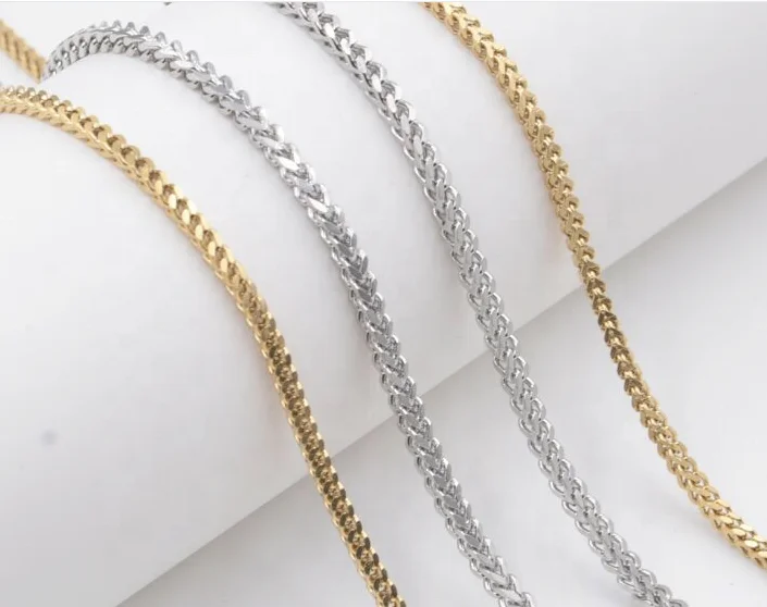 Hip hop franco box chain Italy solid stainless steel with real 18k yellow gold plated anti-sizes necklaces suppliers