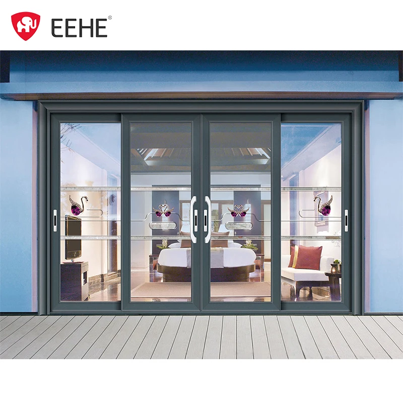 Outdoor new sliding door balcony garden aluminum windproof double glazing sliding door