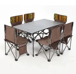 Wholesale Outdoor Folding Table And Chair 7-piece Set Aluminum Alloy Portable Storage Stool Leisure Camping Table Combination Se