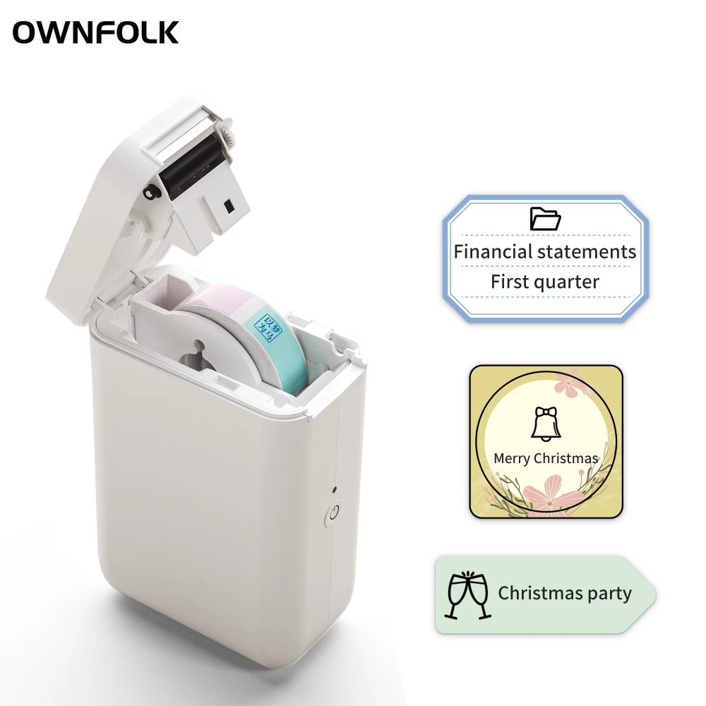 OWNFOLK Handheld Portable Wireless Mini Thermal Barcode Sticker Label Printer Ink-free for iOS and Android