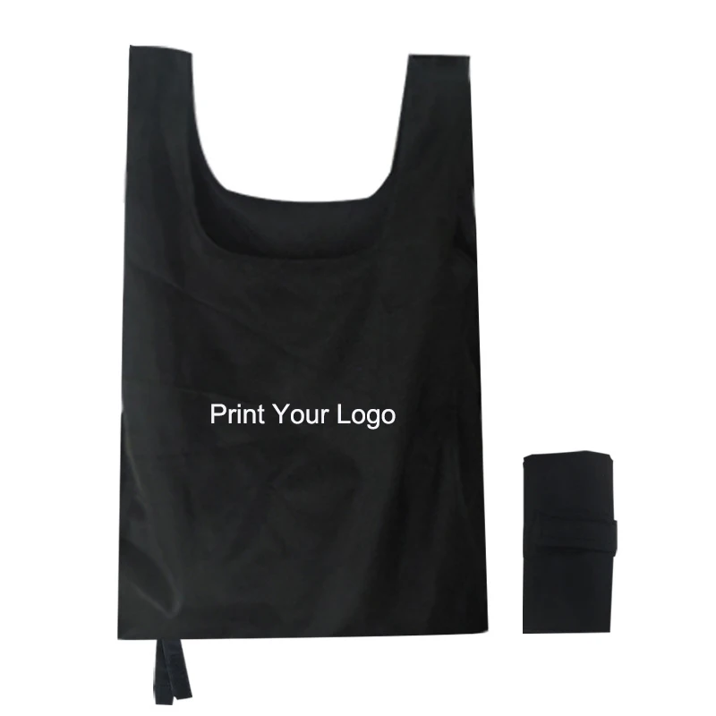 Custom Print Logo Eco Friendly Plain 210 Denier Polyester Sublimation Tote Reusable Grocery Folding Shopping Bag Various Colors