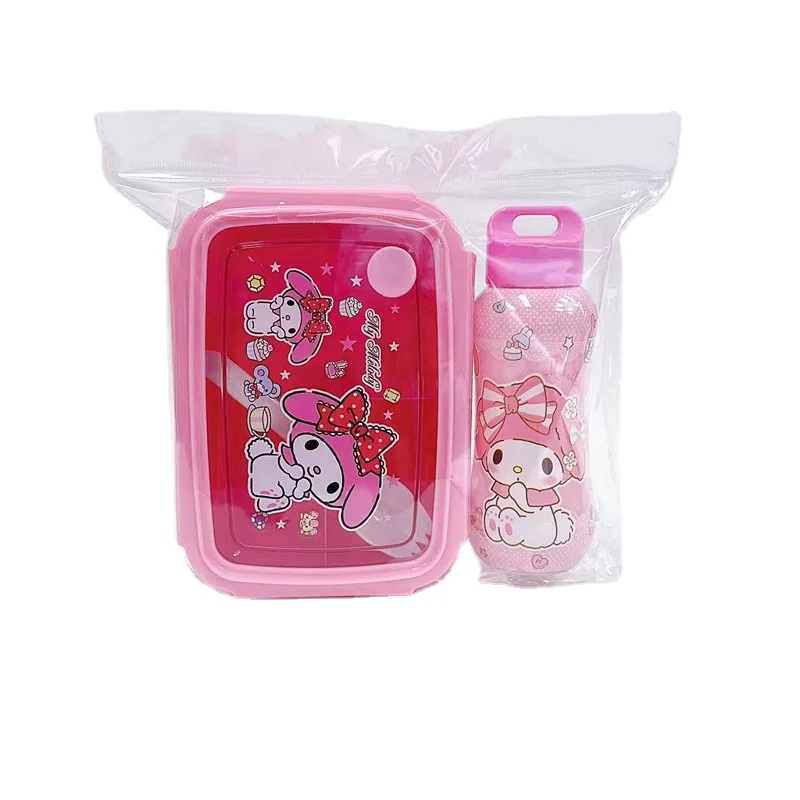 Wholesale 2024 sanrioed New Water Cups Lunch Boxes set Tableware Sets Cartoon Sanrioed kids Plastic bento with cup kit