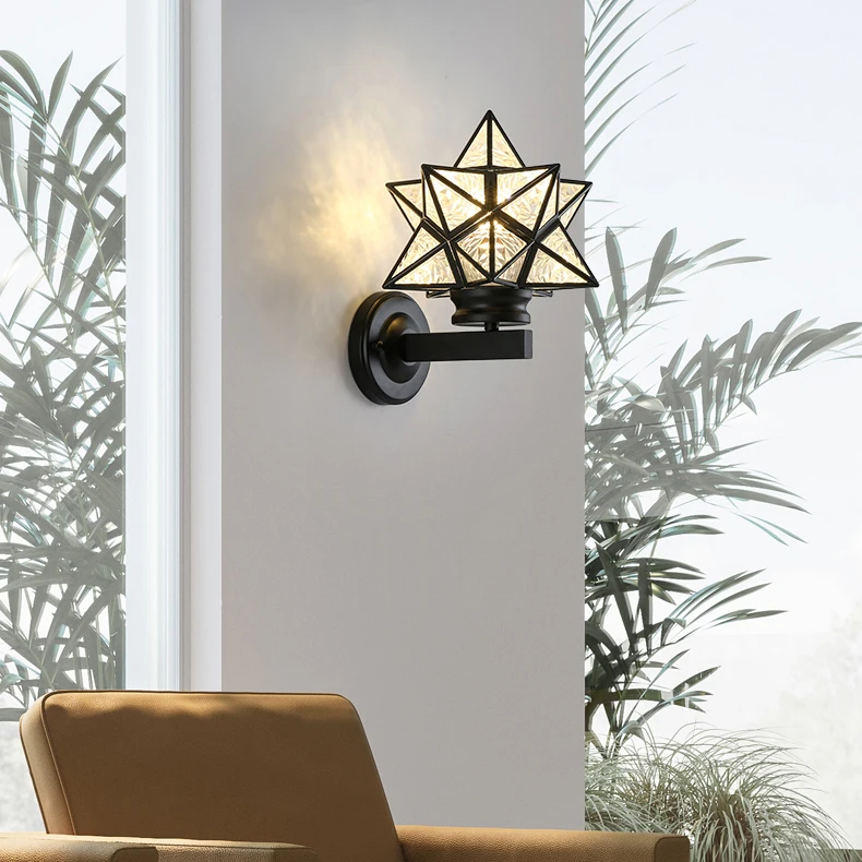 European Style Wall Sconce Light Indoor Gold Crystal Shade LED Wall Lamps For Home Bedroom