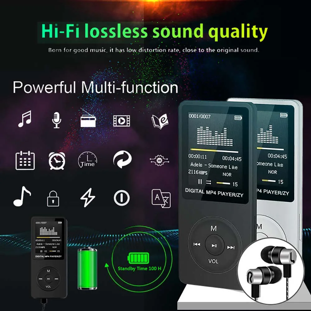 Audio Player Student Accessories MP3 Battery-operated Mini MP4 Cool Card Reader Energy Saving Language Selection Music Players