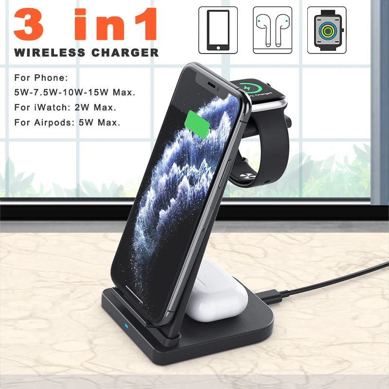 New Trend Oem 3 In 1 Wireless Charger With Qi Wireless Charger For Smart Watch
