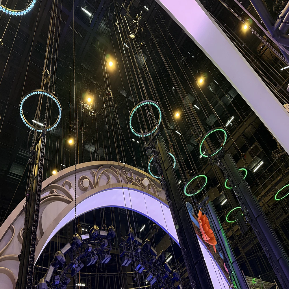 Диаметр 1 2 м кольцо луча с 54 шт. RGBW светодиодная кинетическая система освещения двигатель DMX для ночного клуба сценическое шоу