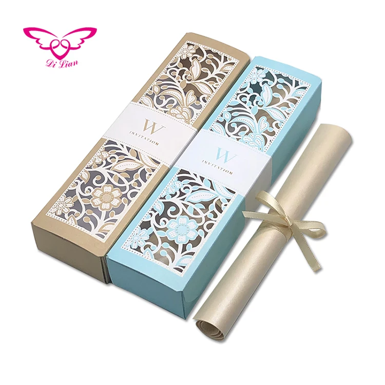 
New Style Luxury Scroll Wedding Invitation Card 