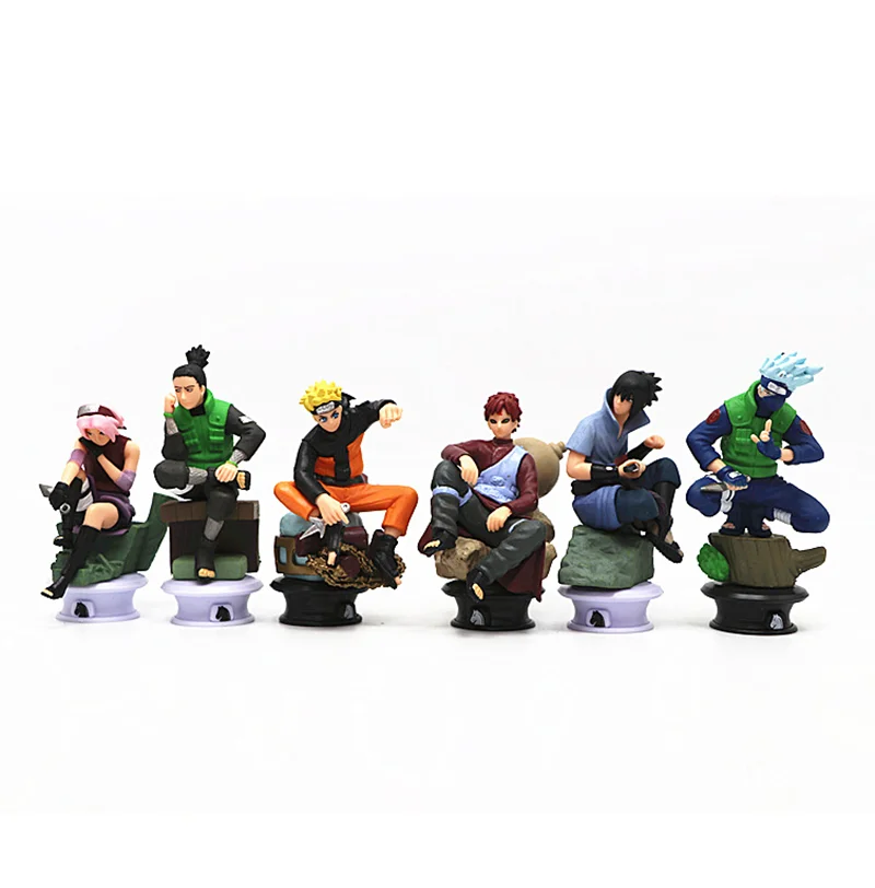 Hot sale 6pcs Narut Figurines Dolls Chess PVC Anime Narut Sasuke Gaara Model Action Figures For Decoration Collection Gift Toy