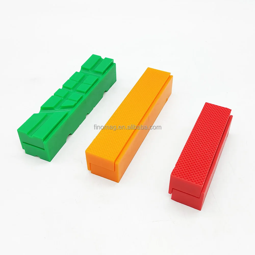 Strongly Magnetic Vise Jaw Pads, TPU, Multi-groove and Textured Inserts, for Clamping Woodworking Metal Plastics