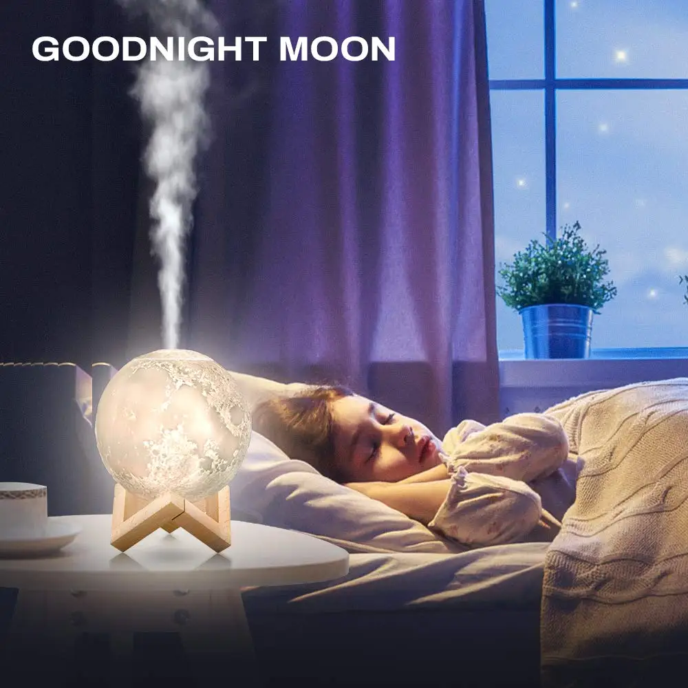Moon aroma diffuser LED desk lamp cold fog humidifier brightness and fog mode adjustable aroma diffuser portable aroma diffuser
