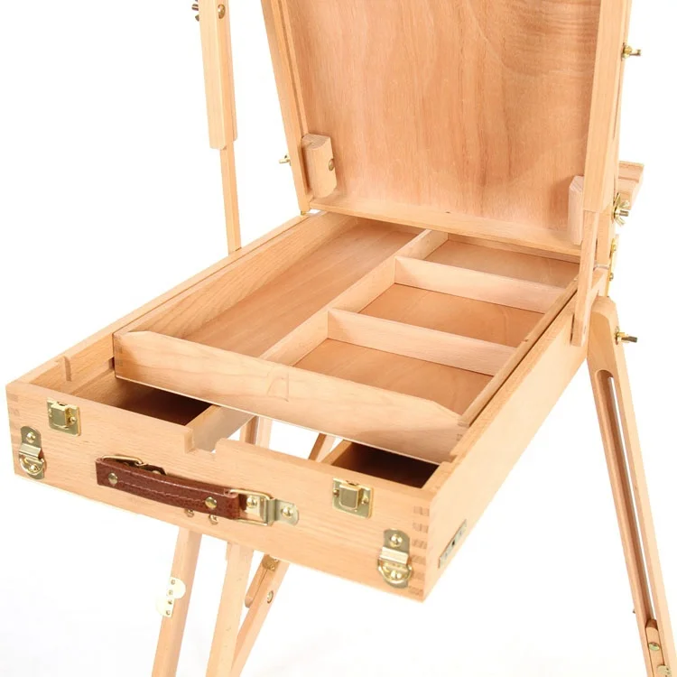 High quality portable beechwood easel stand french style easel box