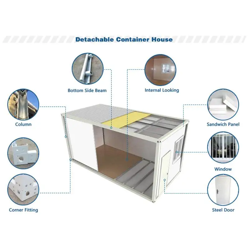 Factory Customized Low Cost Portable Prefab Detachable Container Houses 20 40Ft Buildings Frame Prefabricated Home With Bedroom