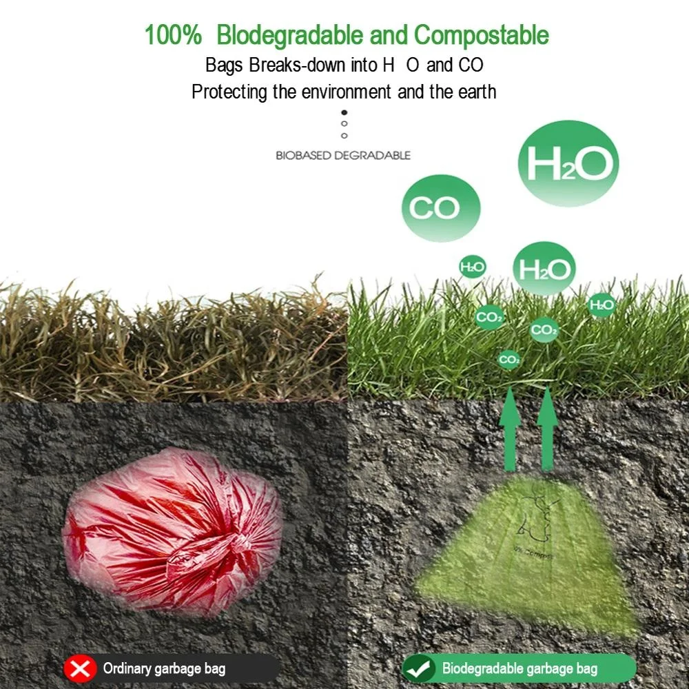 ASTM D6400 100% Eco friendly Corn starch Compostable plastic biodegradable kitchen garbage trash bag