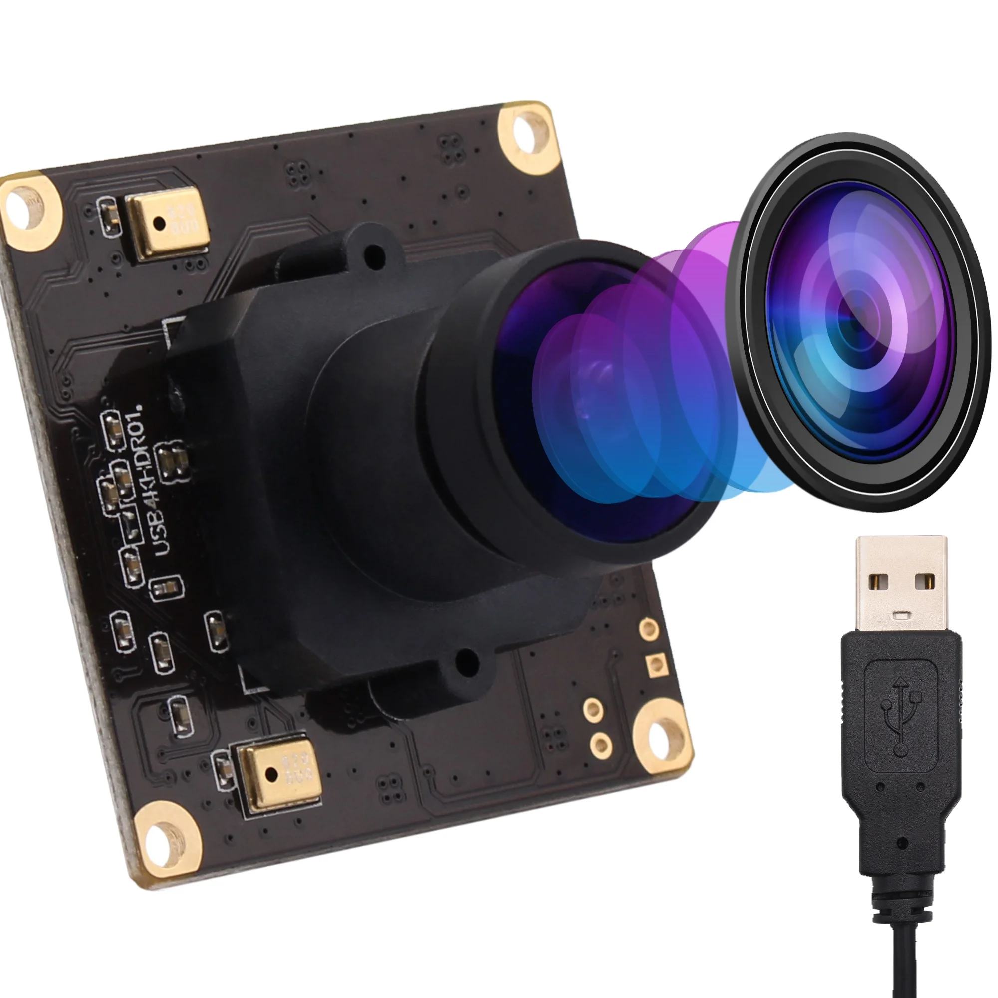 ELP 4K Camera 3840*2160 Sony IMX317 Sensor High Speed Video Cam Board OEM USB Camera Module with Wide Angle Fisheye Lens for PC