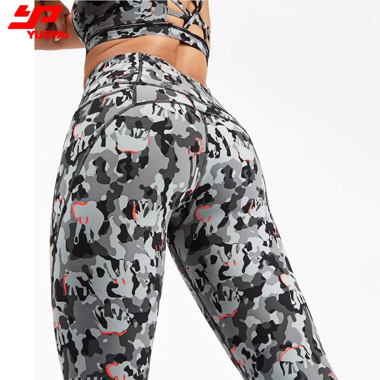 
Wholesale Printing Women High Waist Tight Pants Set Clothing Custom scrunch butt sports wear yoga leggings with pockets 