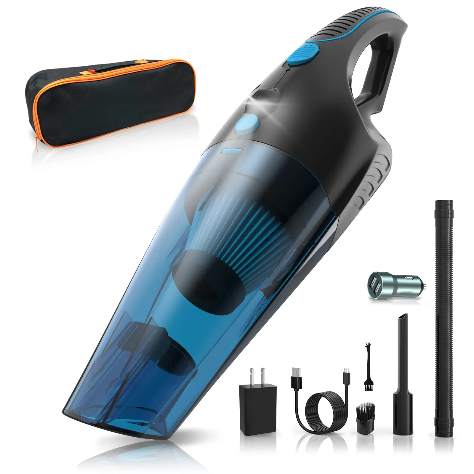 Portable USB 2000mA Car Vacuum Cleaner High Power Handheld Auto Home and Car Cleaning