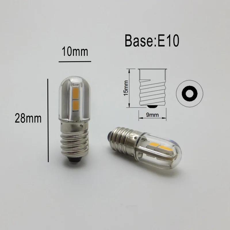 1W E10 LED Light 6V 12V Indicator Lamp Red Green Signal Lighting BA9S 24V 48V 60V 110V 220V Bulb for Torch Flashlight Headlight