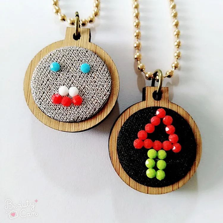 Cheap Diy Small Cross Stitch Frame Mini Wood Embroidery Hoops Ring Necklace Earrings